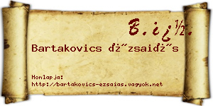 Bartakovics Ézsaiás névjegykártya